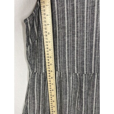 Briggs Women Tiered Linen Blend Dress sleeveless striped Black and White XS  | eBay