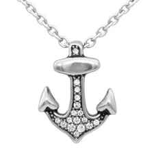Anchor charm necklace with white crystal stainless steel by controse