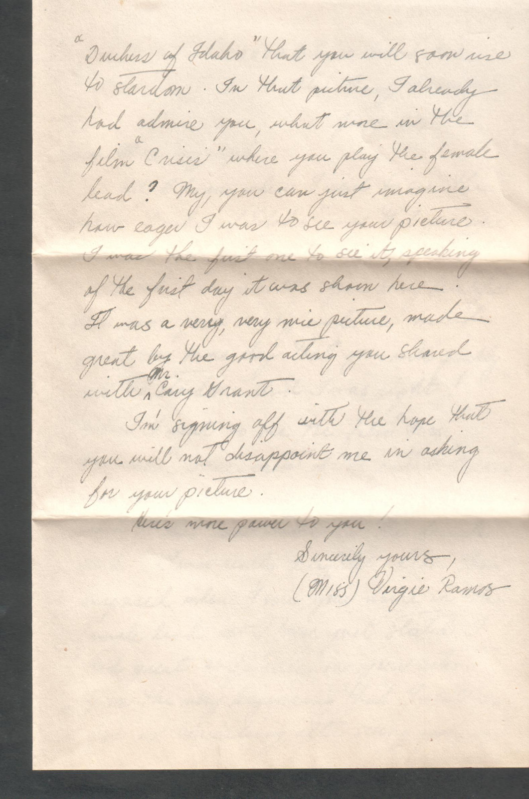Philippines 1951 cover & letter Virgie Ramos Sta Cruz Manila to Paula Raymond