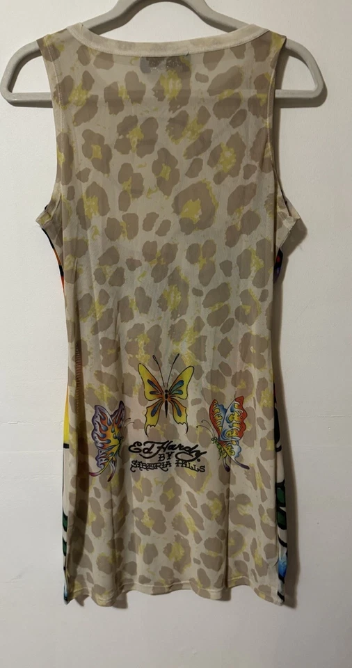 Vestido de malla Ed Hardy Siberia Hills tatuaje multicolor talla XL Foto 2 de 4