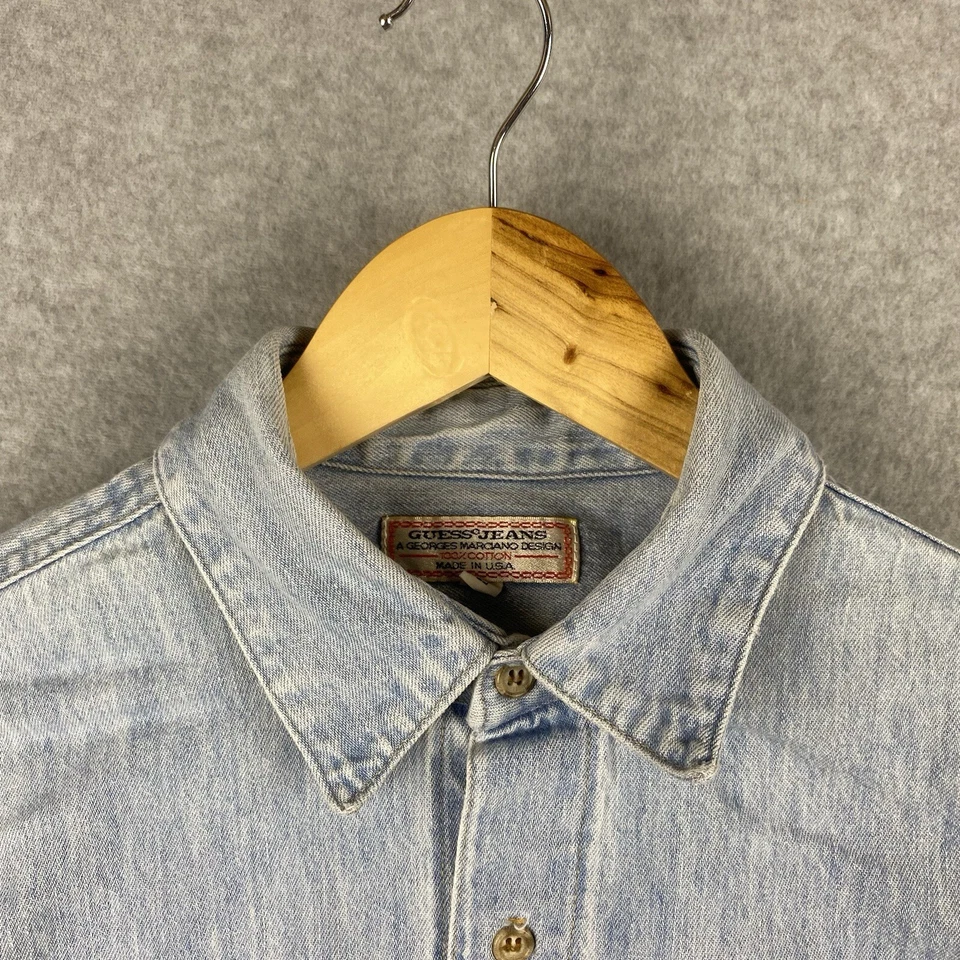 Vintage Guess Jeans Denim Shirt Mens L Blue Streetwear 1990s Made In USA Hip Hop - image 4 of 4