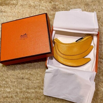 Hermes Fruit Coin Case Banana 035114Ca Couchevel Yellow Purse O