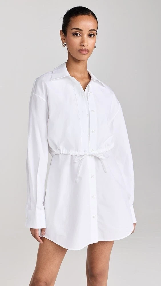 Abito camicia doppio strato Alexander Wang bianco M nuovo senza etichette $395
