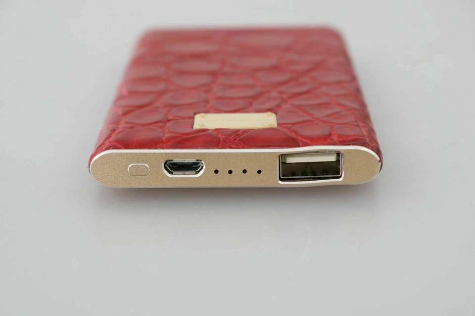 Carregador DOLCE & GABBANA Power Bank USB couro vermelho pele exótica 3000mAh RRP $850 - Imagem 3 de 4