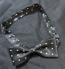 Polka Dots Bow Tie Men  s One Size Black Rockabilly Satin Adjustable Unisex