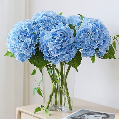 3pcs 25in Artificial Realistic Hydrangea Flowers 3D Real Touch 25in Extra Long