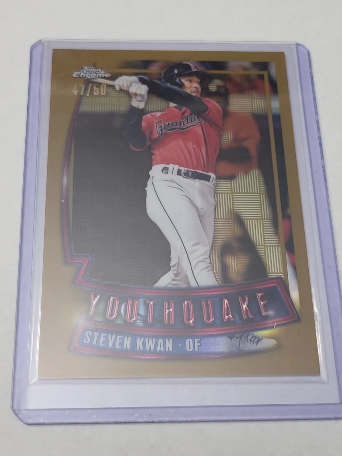 2023 Topps Chrome - Youthquake Gold Refractor #YQ-7 Steven Kwan /50