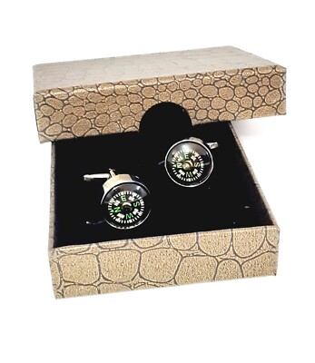 COMPASS Cufflinks map orienteering hikers walker. Birthday Fathers day  BE094