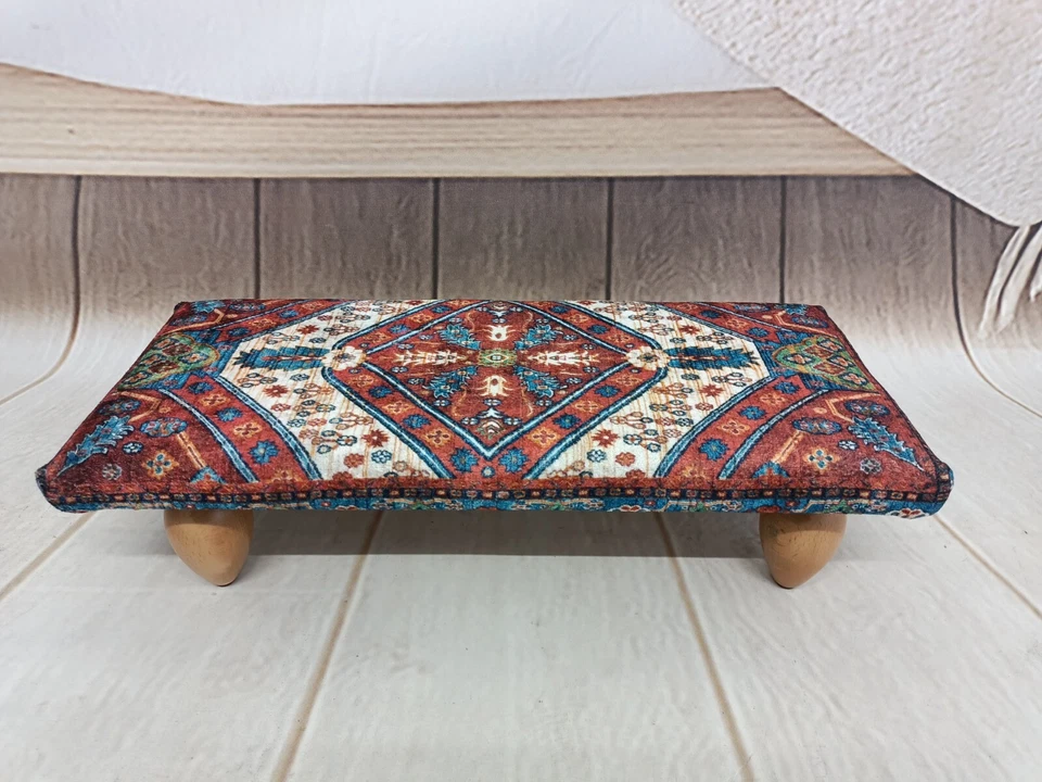 Upholstered footstool Bed step stool Bohemian stool Fireside stool Foot Riser - Image 2 of 4