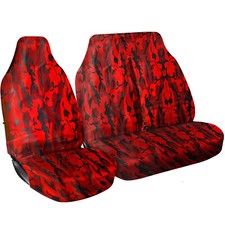 FOR VW TRANSPORTER T5 (2003-2015) -HEAVY DUTY RED CAMOUFLAGE VAN SEAT COVERS 2+1
