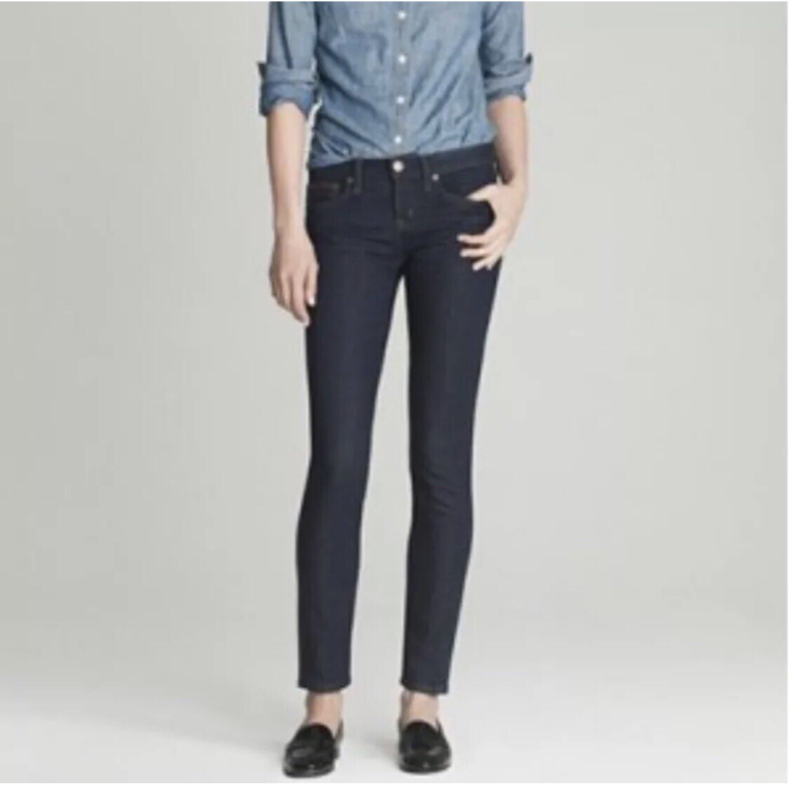 J. CREW Classic Dark Rinse Toothpick Ankle Skinny Jean  Size 26R