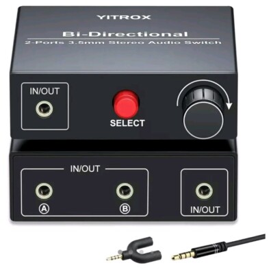 Yitrox 3.5mm Bi-Directional Stereo Audio Switch Switch 2 Ports