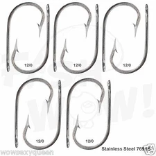 10pcs Fish WOW! 12/0 Fishing 7691S Stainless Steel Hook Tuna Dorado Wahoo Marlin