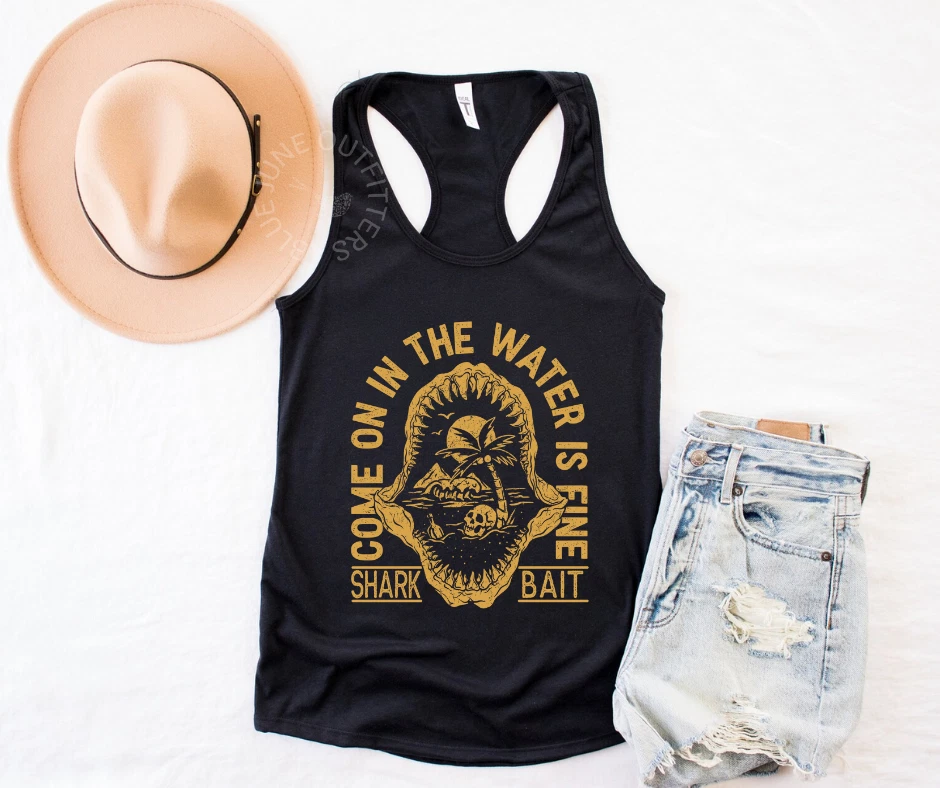 SHARK BAIT | WOMEN'S BEACH TANK TOP | FUNNY SURFER WOMEN'S TANK | TROPICAL TANK