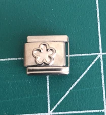 NOS Raised Silver Flower Italian Charm Modular Bracelet Link 9mm