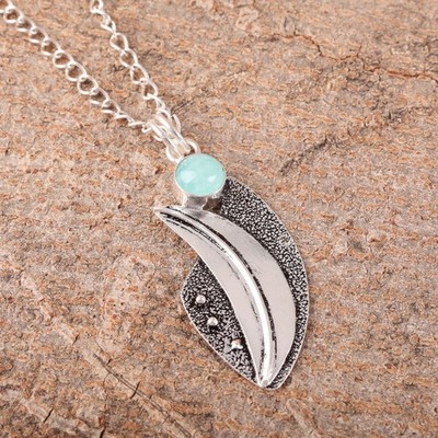 Amazonite Gemstone Jewelry 925 Silver Handmade Pendant 2.05''For Anniversary Gift