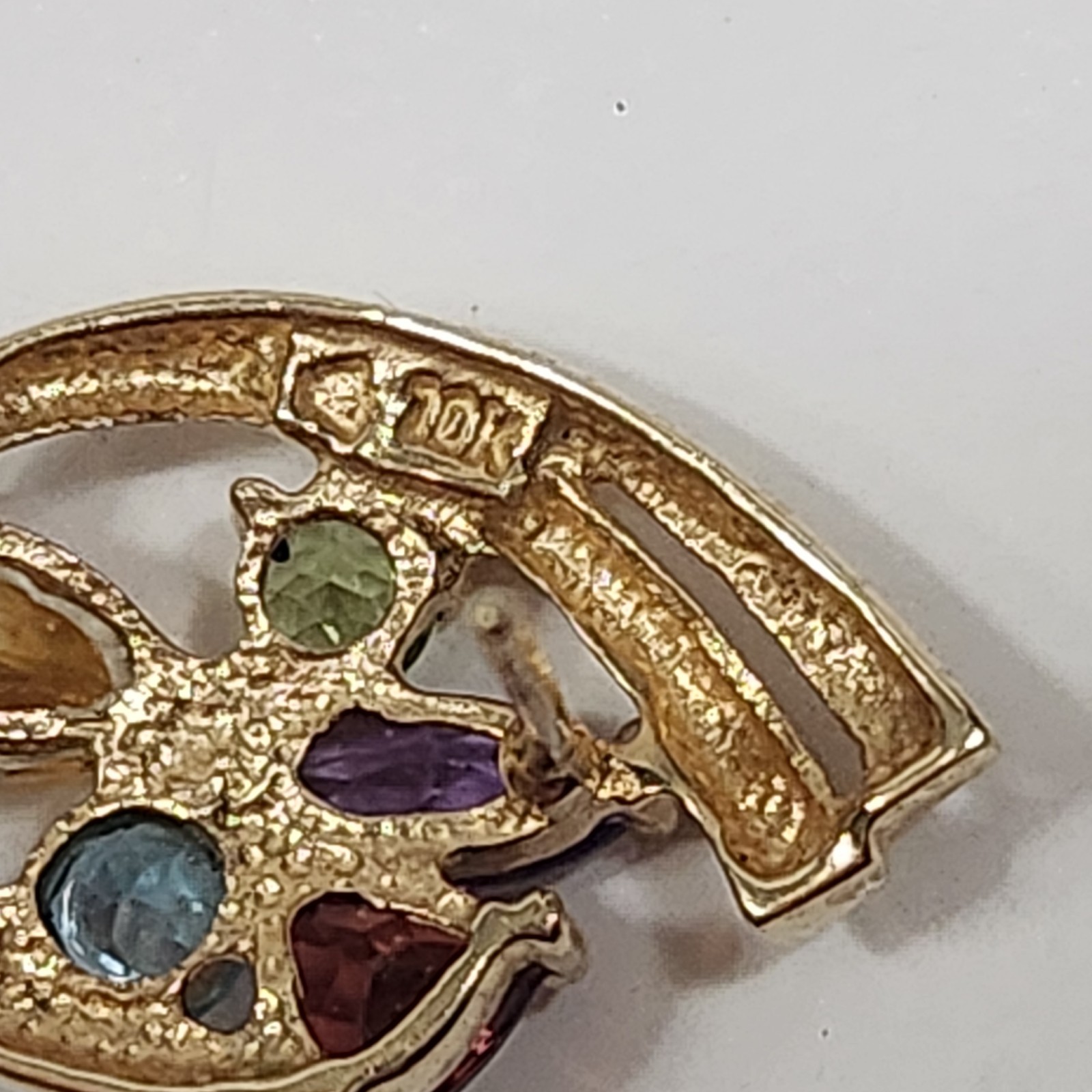 10K Solid Yellow Gold Multi Semi Precious Stone C… - image 3