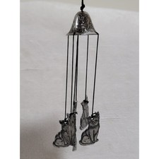 Vintage Metal Cat Wind Chime / Hanging Bell D...