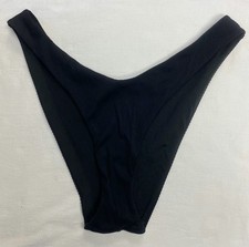 Aerie Ribbed Super High Cut Cheekiest Bikini Bottom -- TRUE BLACK L