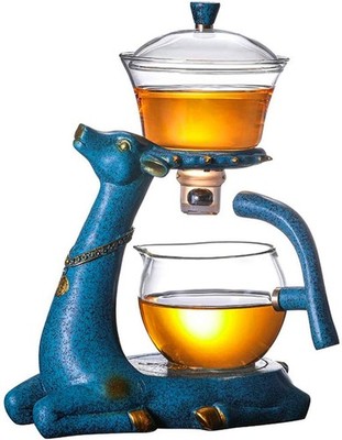 Hitzebeständiges Kung Fu Glas Teeservice Halbautomatisch Magnet Hirsch Teekanne Geschenk