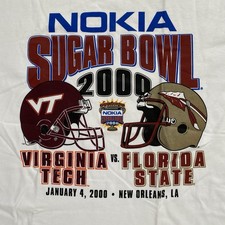 Vintage 2000 Nokia Sugar Bowl Hokies Florida State Seminoles T-Shirt Jansport XL