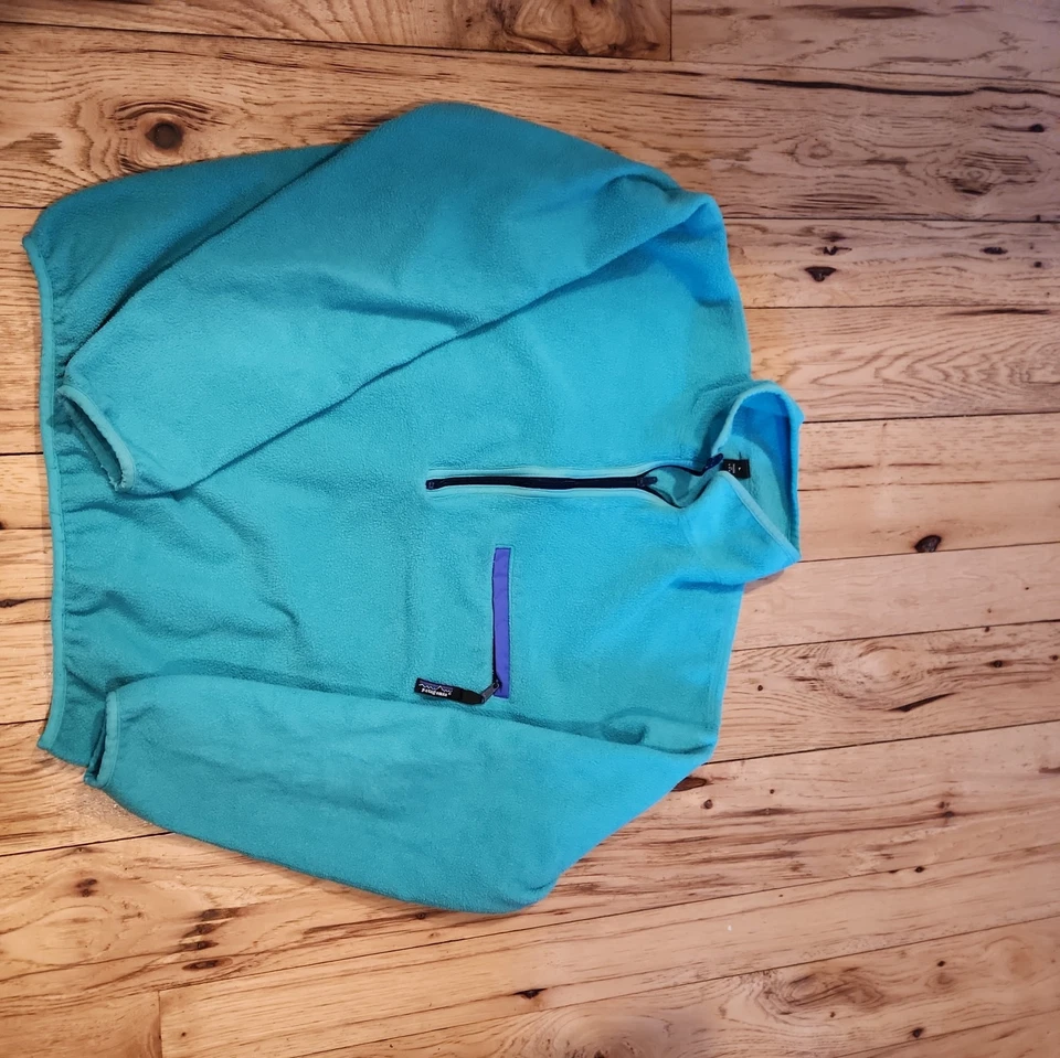 VINTAGE PATAGONIA SYNCHILLA YOUTH SWEATSHIRT LARGE TURQUOISE PULLOVER 90s - Image 2 of 4