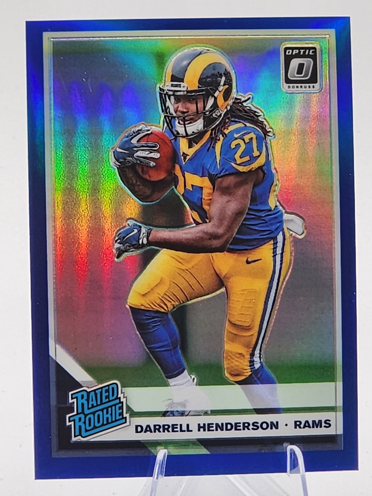 Darrell Henderson /150 2019 Panini Optic Rated Rookie Blue Prizm LA Rams SP