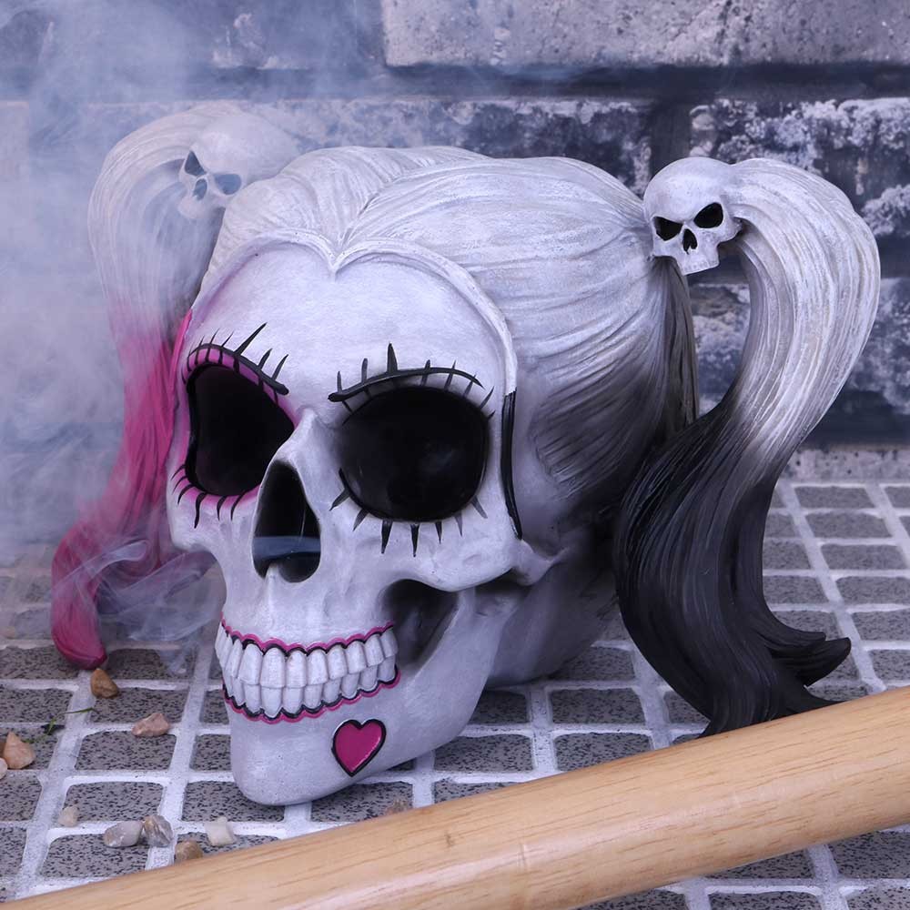 Nemesis Now Little Monster Skull Harley Quinn Style Skull Ornament Figurine