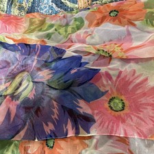 Diane von Furstenberg Silk Feel Scarf Floral Print 12x60 Italy Designer Chic