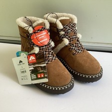 Ozark Trail Snow Boots Girls Size 1 Brown Hiking Shoes Thinsulate Waterproof NWT