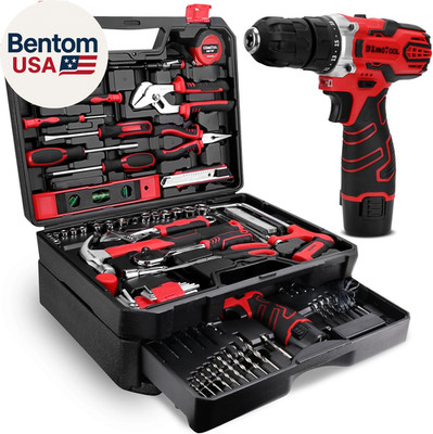 276-Piece Tool Set Kit - Tool Kit with 12V Cordless Power Drill Driver Toolbox S