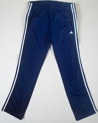 Adidas Mens Track Pants Medium Blue 3 Stripes Straight Leg Pockets Performance