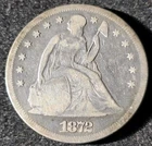 1872 Liberty Seated Silver Dollar $1. w/Motto "In God We Trust"