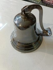 11" Vintage Nautical Hanging Door Ship Bell Brass Big With Wall Mounted Bracket