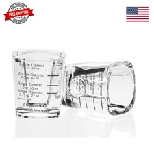 Espresso Shot Glasses Measuring Cup Liquid Heavy Glass for Baristas 2oz for S...