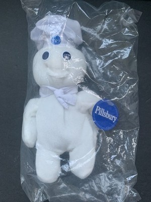 Neu mit Etikett 1997 Dakin 8 Zoll Pillsbury Dough Boy Sitzsack Plüsch Poppin' Fresh