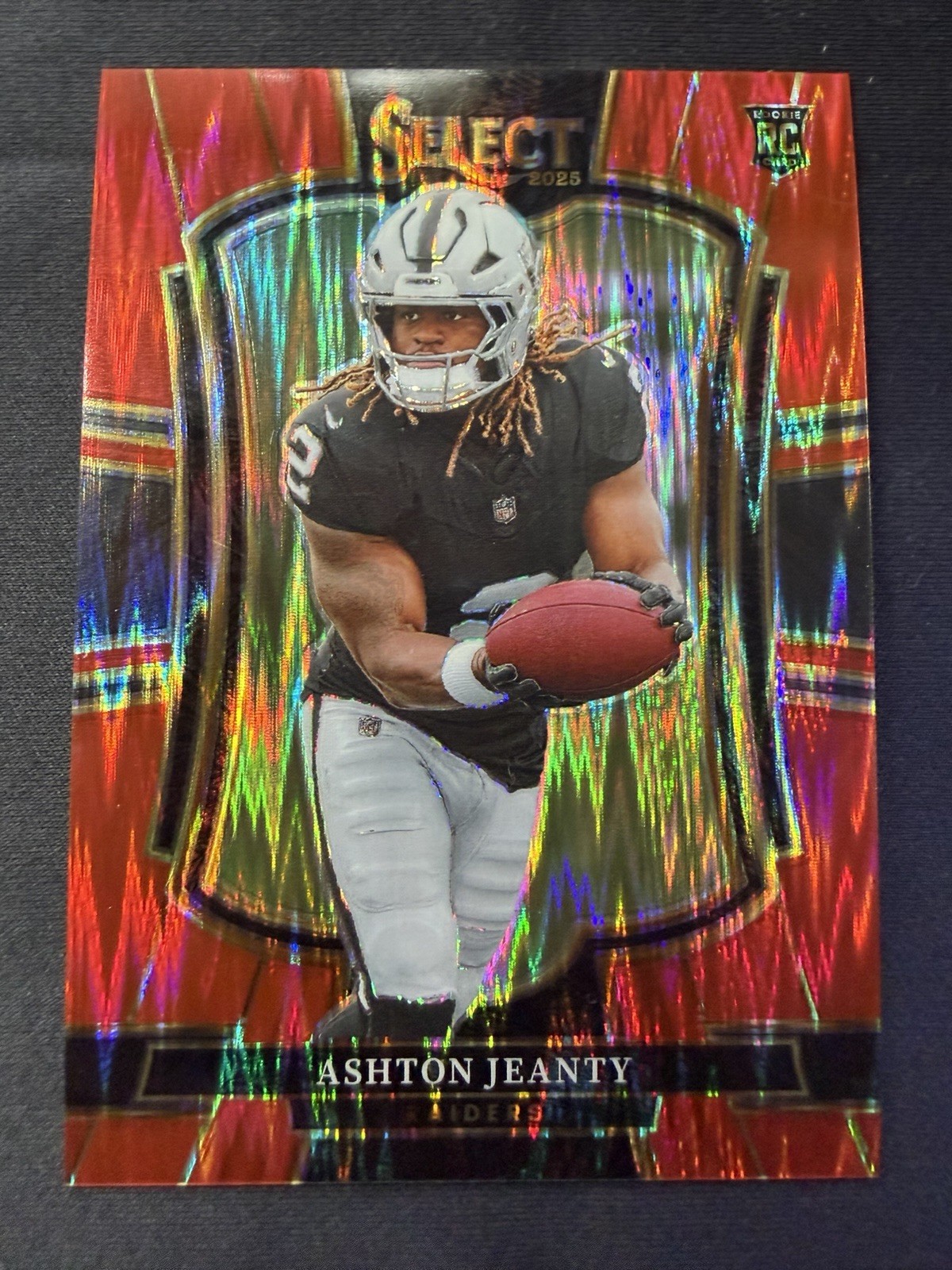 2025 Panini Select Ashton Jeanty #104 Red Shock Prizm /249 Rookie Raiders
