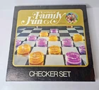 Vintage 1971 FAMILY FUN Checkers Game by Hasbro - Masonite Board w/ Original Box