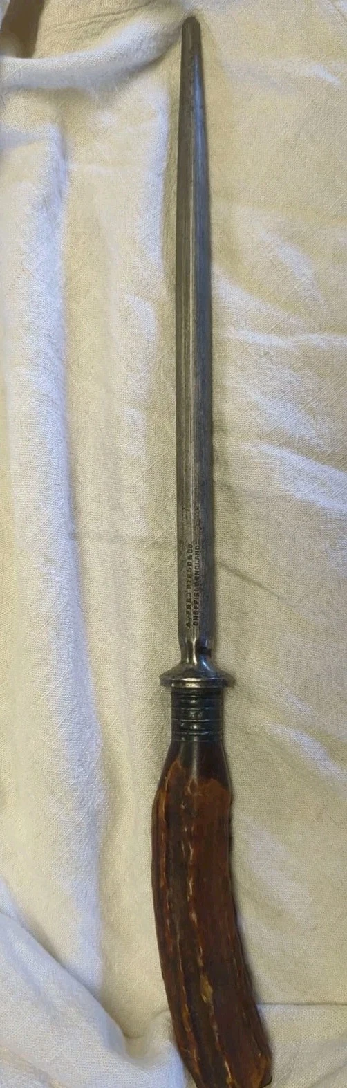 VTG Alfred Field & Co. Sheffield England Antique Honing Rod Antler Handle 13"