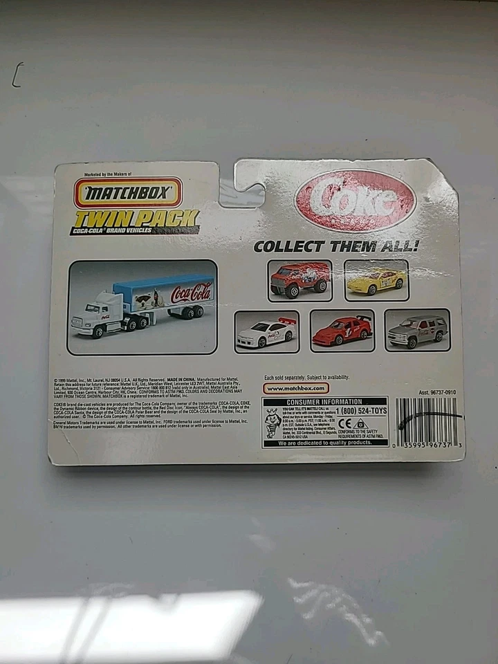 Matchbox Coca-Cola 1999 paquete doble (vehículos de 2 juguetes) caja de cerillas [nuevo en paquete] Foto 3 de 4
