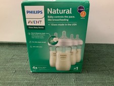 Phillips Avent Natural Glass Baby Bottles 3-6 mo Medium Flow- 8oz x 4 Bottles