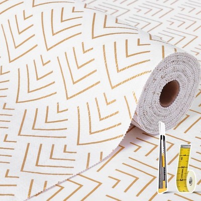 Shelf Liner Non Adhesive Drawer Mat Gold Arrow 11.8x118 Inch with Knife Tape