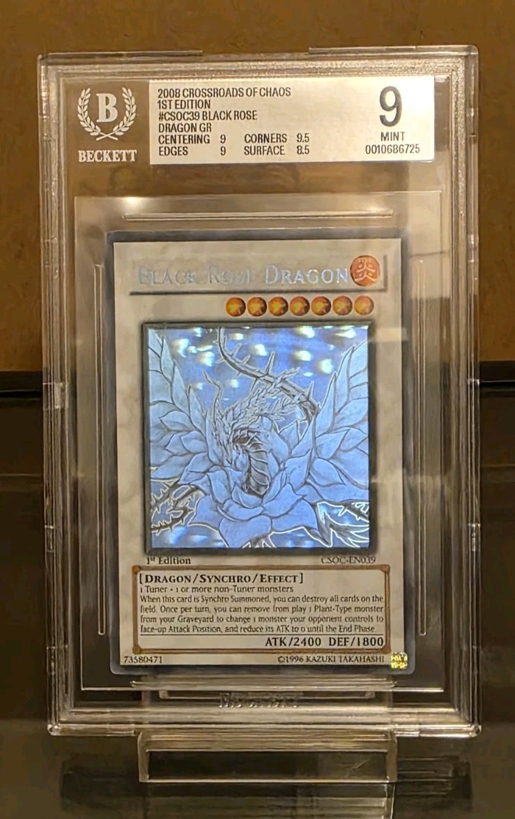 2008 Yu-Gi-Oh! CSOC 1st Edition Ghost Rare #EN039 Black Rose Dragon BGS 9 view 2