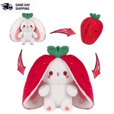 Soft and Fluffy Strawberry Bunny Plush - Ideal Gift for Birthdays  Christmas