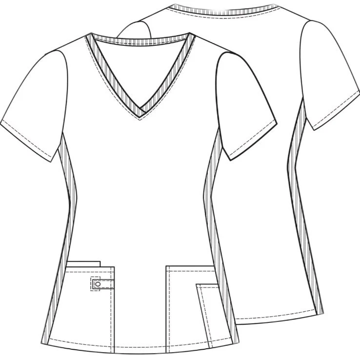 Tooniforms Women Scrubs Top V Neck Knit Panel TF636 Peanuts Midnight Pumpkin XXS - Image 4 of 4