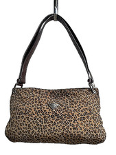 Borsa a tracolla Bottega Veneta stampa leopardata marrone nylon tracolla nera