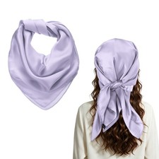 Satin Head Scarf for Women, 70x70cm Scarves Bandanas, Light Purple