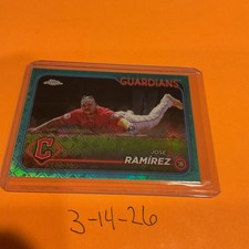 2024 Topps Chrome, JOSE RAMIREZ, AQUA logo REFRACTOR, /199 #173 Cleveland 