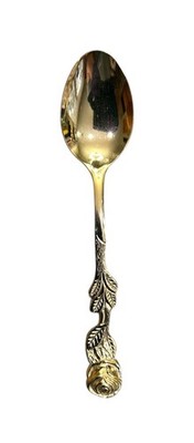 Gold Tone Rose Collector Spoon Stainless Steel Japan HIO Demitasse Vintage 4.5''