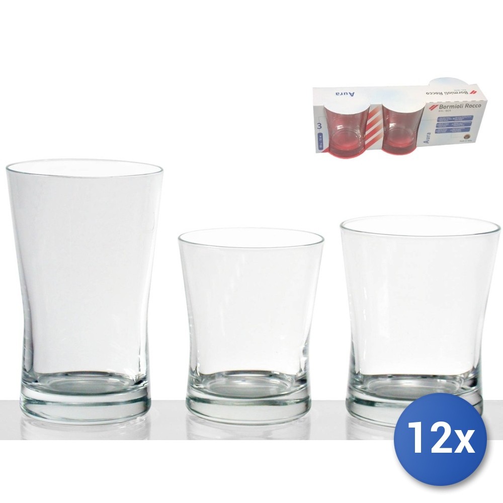12 Packs 3 Glasses In Glass Aura Wine cl 25 Transparent Bormioli Rocco
